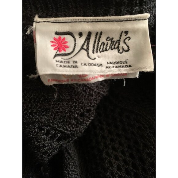 Vintage Black Crochet Lace Button-Front Vest S/M Dark Cottagecore Fairy Boho - Picture 7 of 8